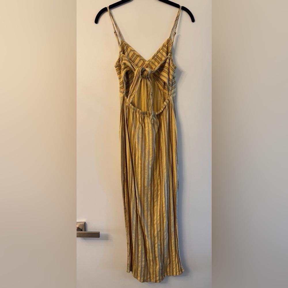 Amuse Society White Sands Yellow Striped Tie-Back Midi Dress - Picture 5 of 9